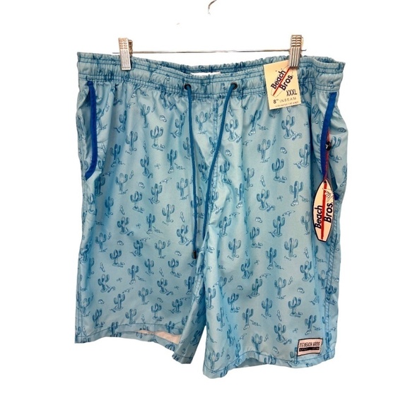 Beach Bros Lt. Blue Dead Dessert Men's Swim Trunks Brody Style Size XXXL NWT - Picture 1 of 5